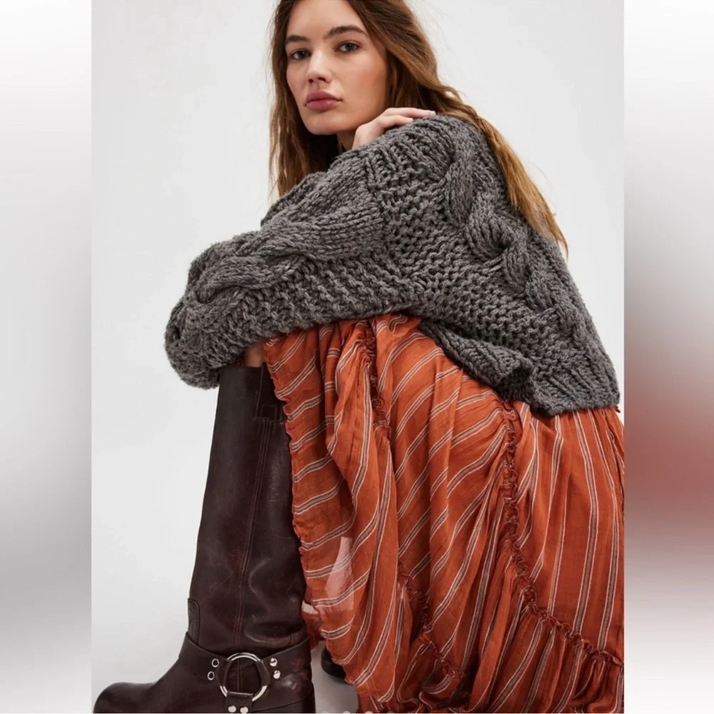 FREE PEOPLE Ember Striped Western Boho Midi Skirt - Picture 1 of 7
